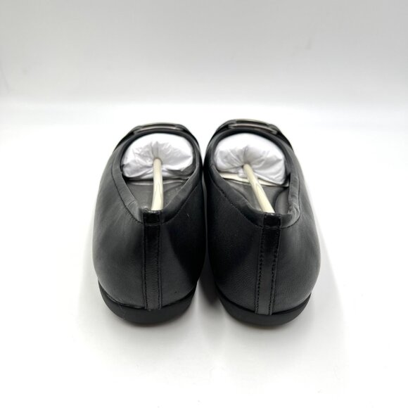 7.5W 7.5 WIDE WIDTH Trotters Black Leather Slip On Ballet Flats Shoes - Picture 5 of 13